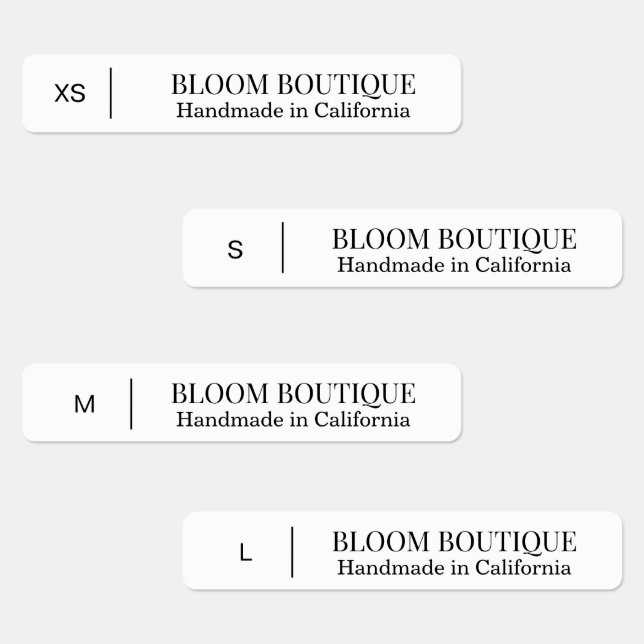 Minimalist Black White Clothing Size Labels (Group)