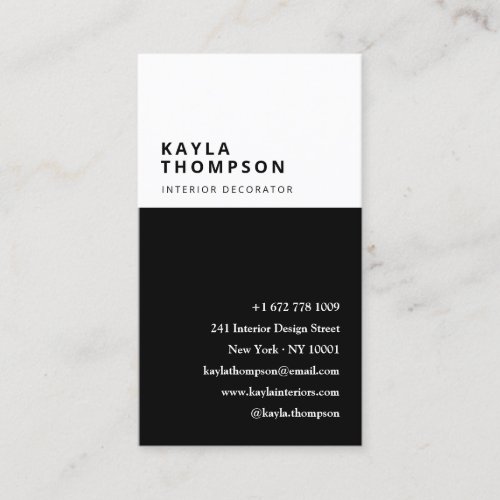 Minimalist black white colorblock floral pattern business card