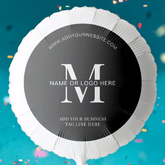Minimalist Black & White Company Logo Branded Balloon