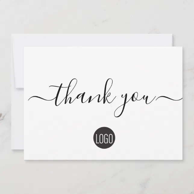 Minimalist Black White Company Logo Social Thank You Card | Zazzle