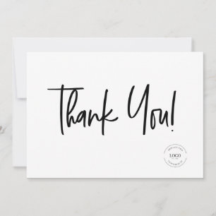 Minimalist Black White Company Logo Social Thank You Card