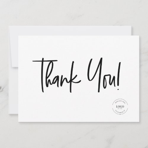 Minimalist Black White Company Logo Social  Thank You Card