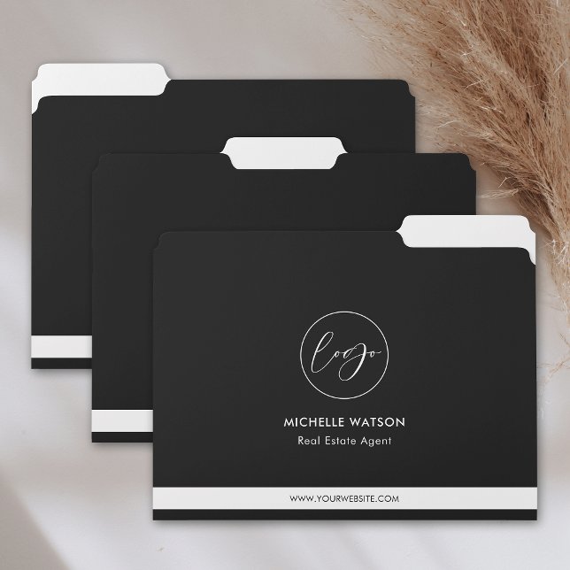Minimalist Black & White Corporate Business Logo File Folder (Company logo corporate black and white file folders)