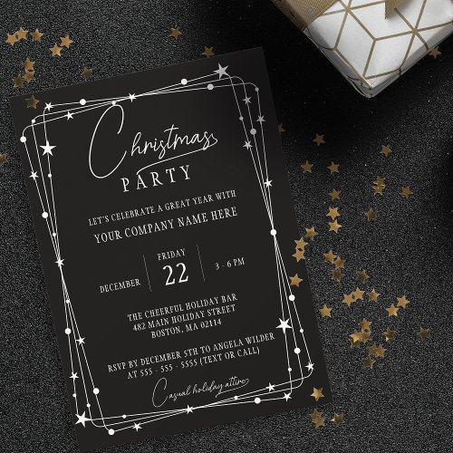 Minimalist Black  White Corporate Christmas Party Invitation