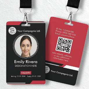 Minimalist Black White Corporate Employee ID Badge