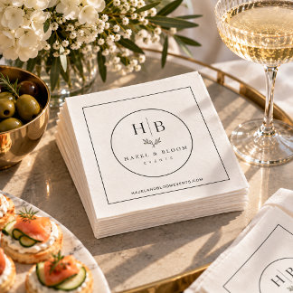 Minimalist Black White Custom Logo Promotional Napkins
