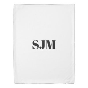 Minimalist black white Custom monogram initials Duvet Cover