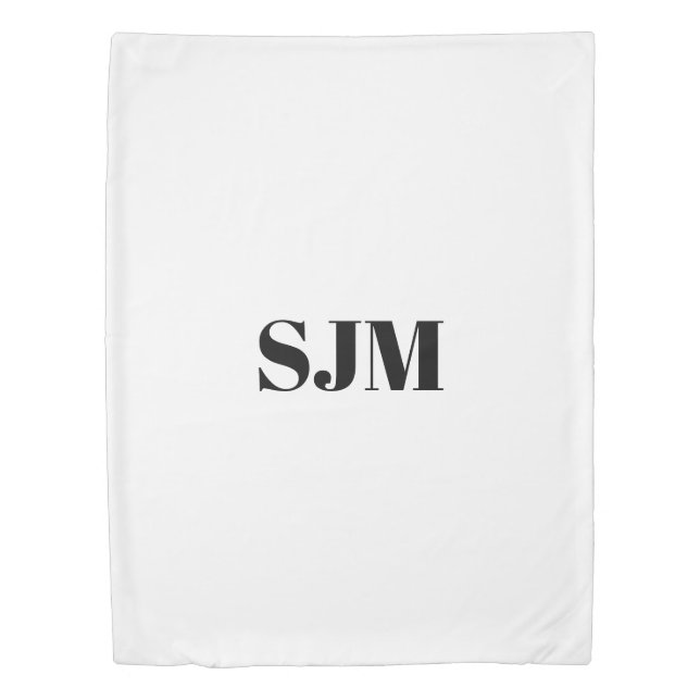 Minimalist black white Custom monogram initials Duvet Cover (Front)
