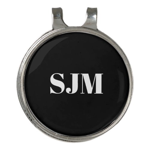 Minimalist black white Custom monogram initials Golf Hat Clip