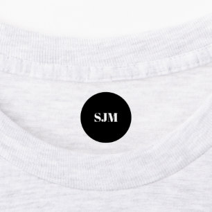 Minimalist black white Custom monogram initials Labels