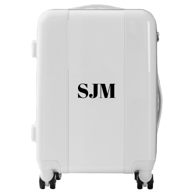 Minimalist black white Custom monogram initials Luggage (Front)