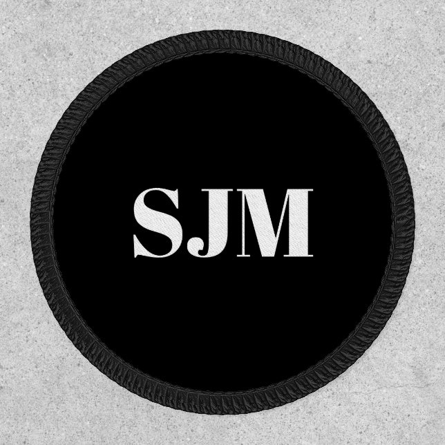 Minimalist black white Custom monogram initials Patch (Front)