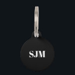 Minimalist black white Custom monogram initials Pet ID Tag<br><div class="desc">Minimalist elegant simple black and white Custom monogram initials dog Pet ID tag or keychain</div>