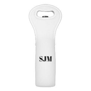 Minimalist black white Custom monogram initials Wine Bag