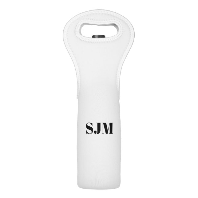 Minimalist black white Custom monogram initials Wine Bag (Front)