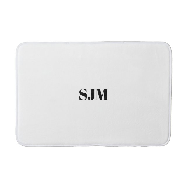 Minimalist black white Custom monogram name Bath Mat (Front)