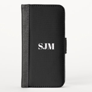 Minimalist black white Custom monogram name iPhone X Wallet Case