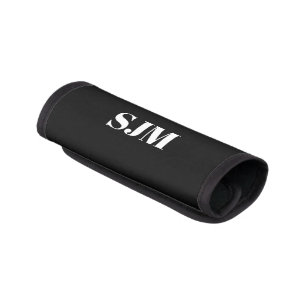 Minimalist black white Custom monogram name Luggage Handle Wrap