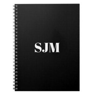 Minimalist black white Custom monogram name  Notebook