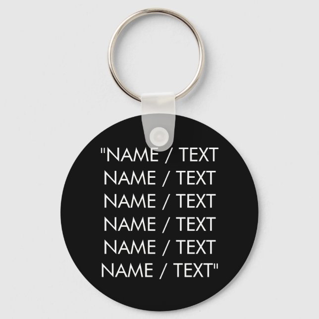 Minimalist black white custom monogram name text  keychain (Front)