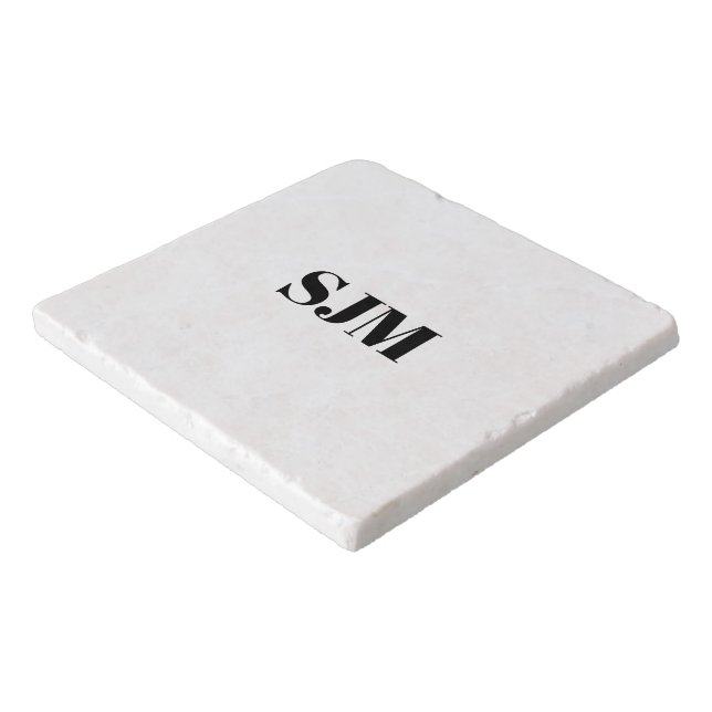 Minimalist black white Custom monogram stone Trivet (Corner)