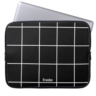 Minimalist Black & White Custom Name Laptop Sleeve