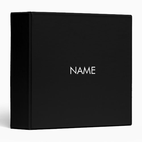Minimalist black white custom name monogram solid 3 ring binder