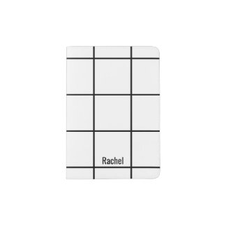 Minimalist Black&White Custom Name Passport Holder