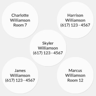 Minimalist black & white custom name phone info kids' labels