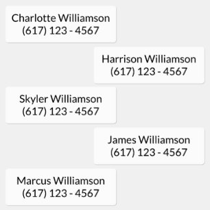 Minimalist black & white custom name phone kids' labels