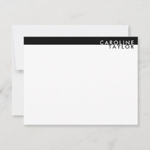 Minimalist Black & White Custom Name Stationery Note Card