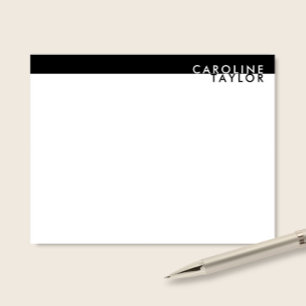Minimalist Black & White Custom Name Stationery Note Card