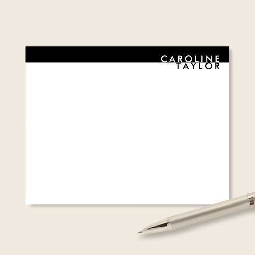 Minimalist Black & White Custom Name Stationery