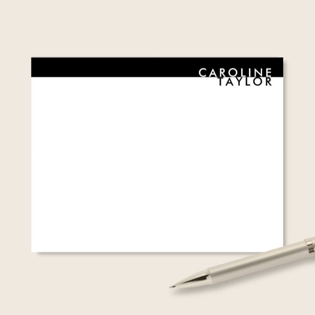 Minimalist Black & White Custom Name Stationery Note Card (Creator Uploaded)