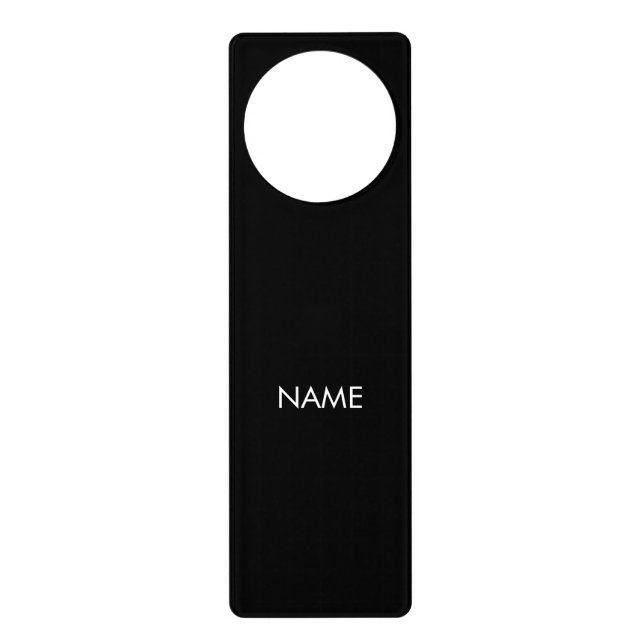 Minimalist black & white custom name text elegant door hanger (Front)