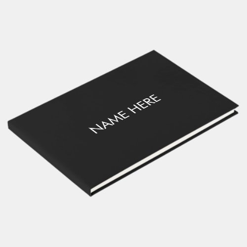 Minimalist black white custom name text monogram guest book