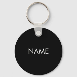 Minimalist black white custom name text monogram keychain