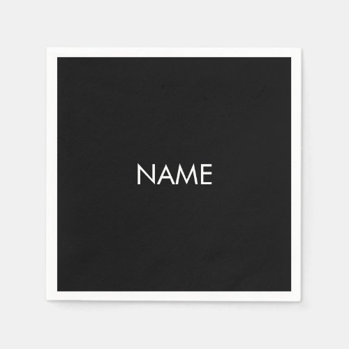 Minimalist black white custom name text monogram napkins