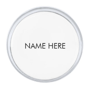 Minimalist black white custom name text monogram silver finish lapel pin