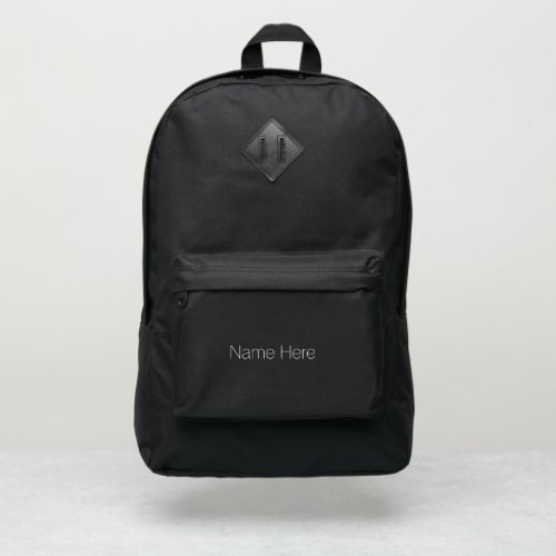 Minimalist black white Custom name text Port Authority Backpack