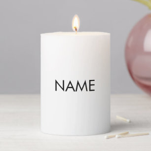 Minimalist black white custom name text quote pillar candle
