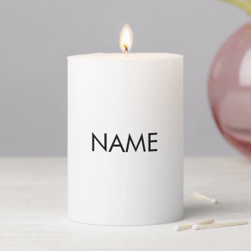 Minimalist black white custom name text quote pillar candle