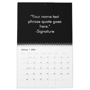 Minimalist black white custom personalized quote calendar