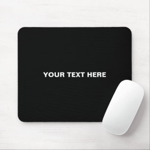 Minimalist black white custom text name monogram mouse pad