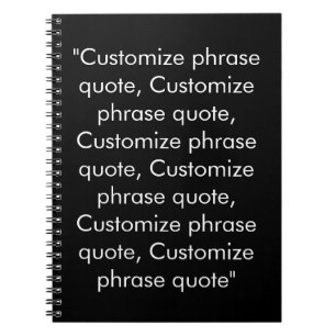 Minimalist black white custom text phrase monogram notebook