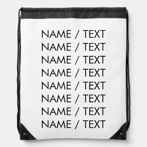 Minimalist black white custom text quote monogram drawstring bag