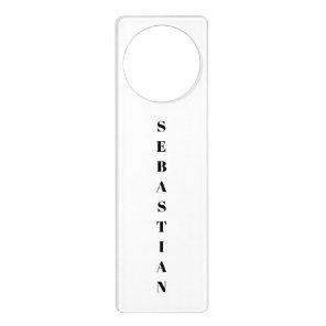 Minimalist black white custom vertical name text door hanger