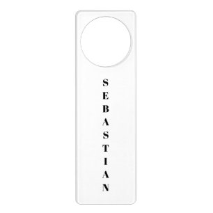 Minimalist black white custom vertical name text door hanger
