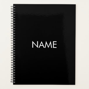 Minimalist black white custom year text monogram planner