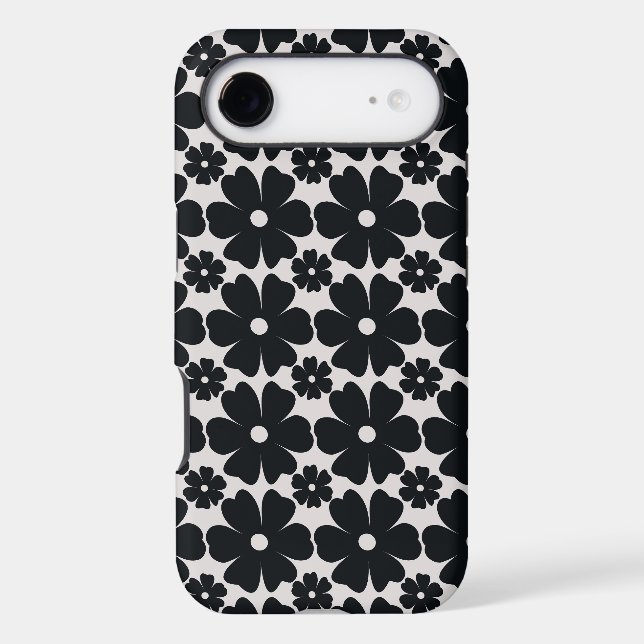 Minimalist black & white daisy pattern Case-Mate iPhone case (Back)